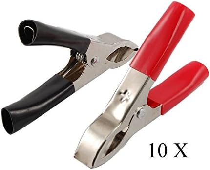 LSE Lighting 30A Car Battery Test Alligator Clips Clamps Black Red 10pack