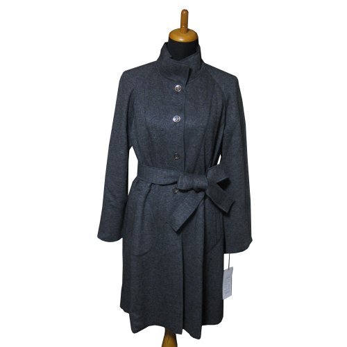 (アルテソワ) Arte Soie シルクウール 配色ニット素材のロングコート 42＃ グレー