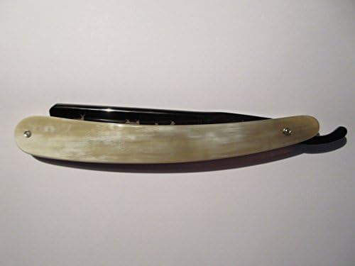 Wacker Huntsman 7/8" Straight Razor, Square Tip w/Radius, Black Chrome, Etched Blade, Horn Scales