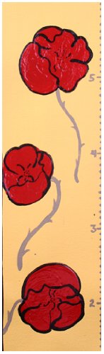 Growth Chart for girls, personalized red flower growth chart, perfect first baby gift or girl's birthday present