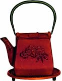 G&H Tea Services Otani Japanese Tetsubin 25-Ounce Teapot and Trivet, Red