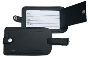 Black Leather Luggage Tag
