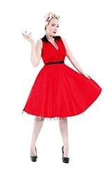 Polka Dot Print Sleeveless Cotton/Satin/Tulle Belted Vintage Stretchy  Dress