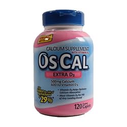 Os-Cal Extra D3, Calcium (500mg), Vitamin D3 ( 600 IU), 60 Coated Caplets