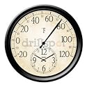 Springfield Precision Instruments Decorative 14-Inch Patio Thermometer with Clock