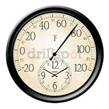 Cook Rite Decorative 14-Inch Patio Thermometer with Clock