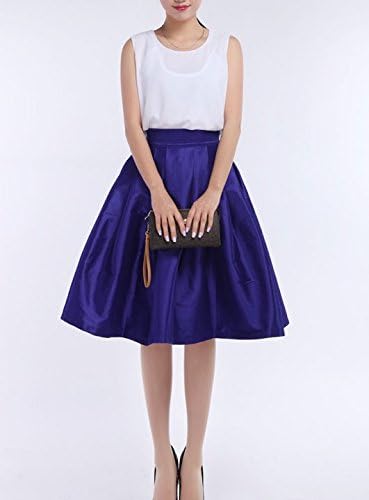 New Style High Waist Skirt Women's Ball Gown Pleated Skater Puffy Umbrella Skirt (XL, Purple)