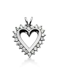 14K Gold Prong set Diamond Heart Pendant (1.32 cttw, F - G Color, SI2 Clarity)