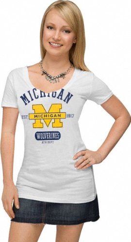 Michigan Wolverines Women's White Vanity V-Neck Tee