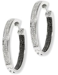 Diamond and Black Diamond Inside Out Hoop Earrings 3/4ctw