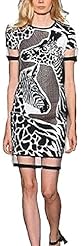 Plus Size Zebra Print Above the Knee Spring Mini Dress 