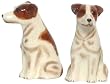Ceramic Pottery Jack Russell Dog Salt and Pepper Shakers 3.5"H Two Sets