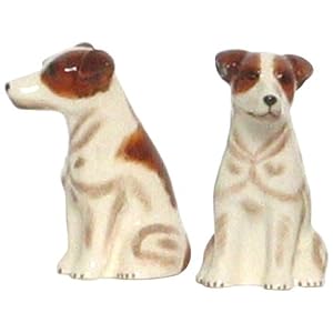 Ceramic Pottery Jack Russell Dog Salt and Pepper Shakers 3.5