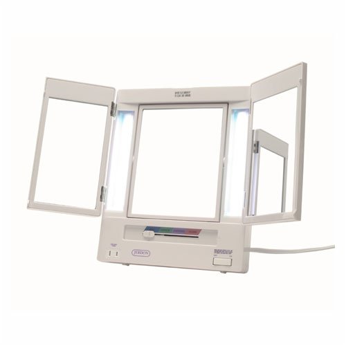 Jerdon JGL9W Lighted Tri-fold Mirror, 5X Magnification