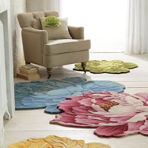 Cabbage Rose Indoor Rug - Green, 4' Round - Grandin Road