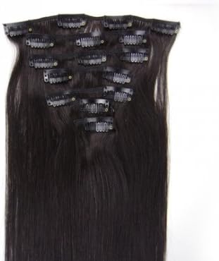 15" 18" 20" 22" 24" 26" 28" Straight Clip In Virgin Remy Human Hair Extensions 70g 100g 160g 23 colors available Mix Order Full Head (26inch 120g/7pc, Color #1B natural black)
