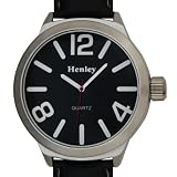 Henley Gents Black Lizard Effect Huge Dial Watch in Presentation Box
