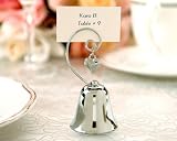 Charming Chrome Bell Place Card/Photo Holder with Dangling Heart Charm (Set of 192) - Baby Shower Gifts & Wedding Favors