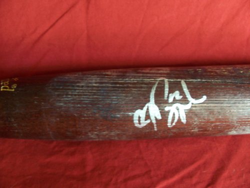 A.J. Pierzynski Autographed Baseball Bat. Proof Photo of AJ Signing for Us.