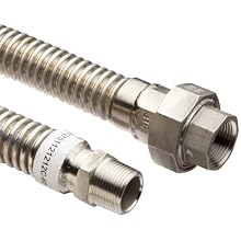Parker Stainless Steel 316 Flex Hose, Male NPTF + Female NPT, 3/4ID x 1.16OD, 5 Feet Long