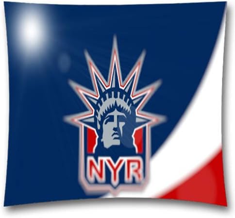 NHL Throw Pillow Cushion Covers, New York Rangers Square Decorative Throw Pillowcases, Pure Cotton, Bedding, Sofa, Couch, Size: 18x18 inches (45x45 cm) Ball Game Theme 4500