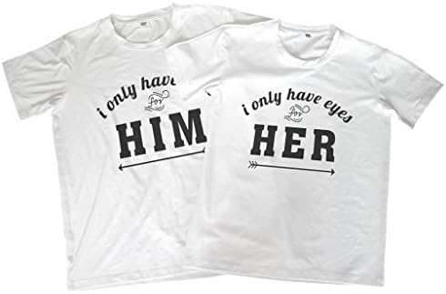 MFVN Couple I ONLY HAVE EYES FOR HER &amp; I ONLY HAVE EYES FOR HIM T-Shirt XL - M White