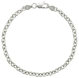Sterling Silver Classic Italian Cable Necklace Chain 3.8mm wide Nickel Free, 22 inch long