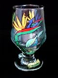 Bird of Paradise Design - Hand Painted - High Ball - All Purpose Glass - 10.5 oz.