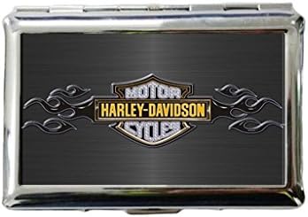 Harley Davidson Logo Custom Photo Unique Metallic Silver Stainless Steel Cigarette Case