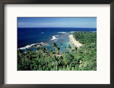Kee-E Beach, Na-Pali Coast, Kauai, Hawaii Framed Photographic Poster Print by Martin Fox, 21x17