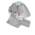5tlg Kinderanzug,Kommunionsanzug,Babyanzug,Taufanzug,Anzug "Benni"silbergrau mit Nadelstreifen Gr.80 bis 158 - Sakko+Weste+Hemd+Krawatte+Hose