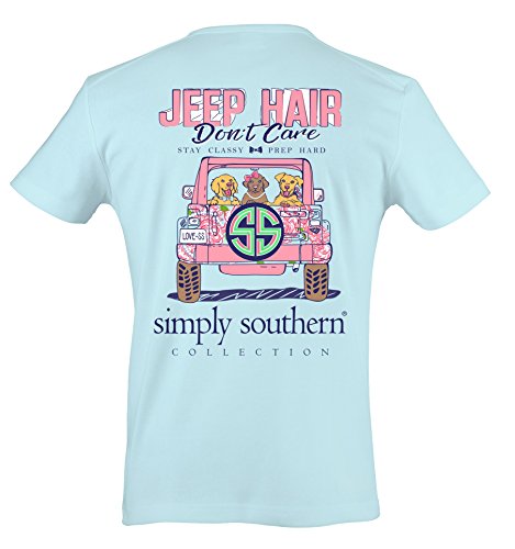 Simply Southern Preppy Jeep Hair Don't Care Short Sleeve T-shirt (Small)