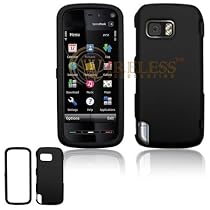 Nokia XpressMusic 5800 Cell Phone Black Rubber Feel Protective Case Faceplate Cover + Free LiveMyLife Wristband