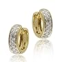 18K Gold over Sterling Silver Diamond Accent Huggies Hoop Earrings