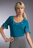 Chadwicks Chiffon Ruffle-Trim Top