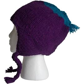 Authentic Soul Wool Ear Flap Sherpa Purple Ski Knit Hat Beanie Mens Womens