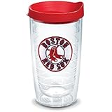 Tervis 1033851 "MLB Boston Red Sox Seal" Tumbler with Red Lid, 16 oz, Clear