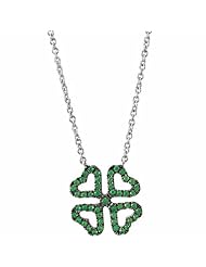 14K White Gold Tsavorite Shamrock Necklace -- LIFETIME WARRANTY