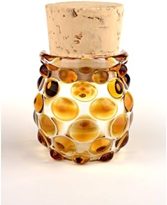 Blown Glass Small Polka Dot Jar - Amber