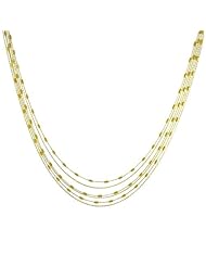 18 Karat Gold over Silver Multi-strand Bead Station Necklace (18 Inch)