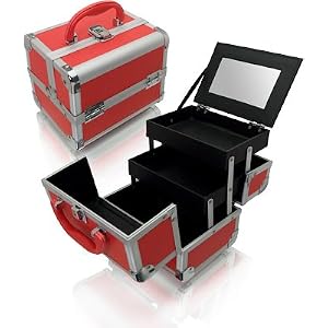 Red Aluminum Cosmetic Train Case Style No. TS-81