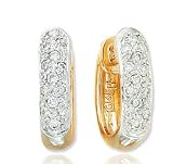 14k Yellow Gold .20cwt Stylish Diamond Huggie Earrings