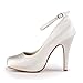 ElegantPark EP11049-IP Women's Pumps Ankle Strap Closed Toe High Heel Platform Satin Wedding Bridal Dress Shoes