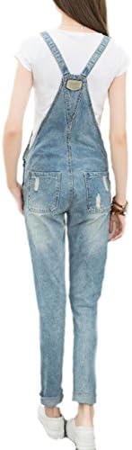 Women's Loose Washed Straps Jeans Jumpsuits Plus Size (L)