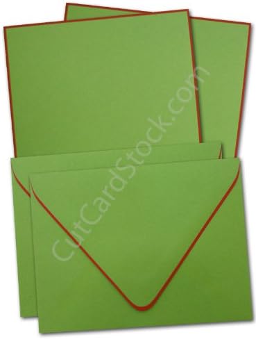 Blank Gumdrop Green + Red A7 Flat Invitations and Envelopes