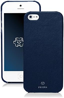 Priora Design Premium Saffiano Leather Navy Blue Case for iPhone 5 5S