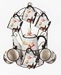 ITALIAN CHEF 9pc TEA Set Pot & Cups w/Iron Rack NEW!