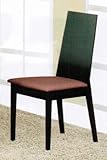 Set of 2 Dining Chairs with Upholstered Seat in Dark Walnut Finish