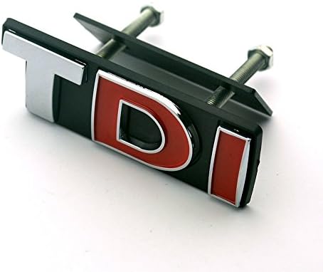 rrbaul Silver&amp; Red Chrome TDI Car Grille Mount Badge Emblem for VW Polo GTI Eos Golf