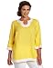 Jones New York Women's Plus-Size 3/4 Sleeve Open Keyhole Tunic Top, Canary Yellow, 3X